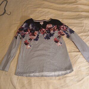 Joules Harbour Ladies T-Shirt Size 10 – Black & White Floral